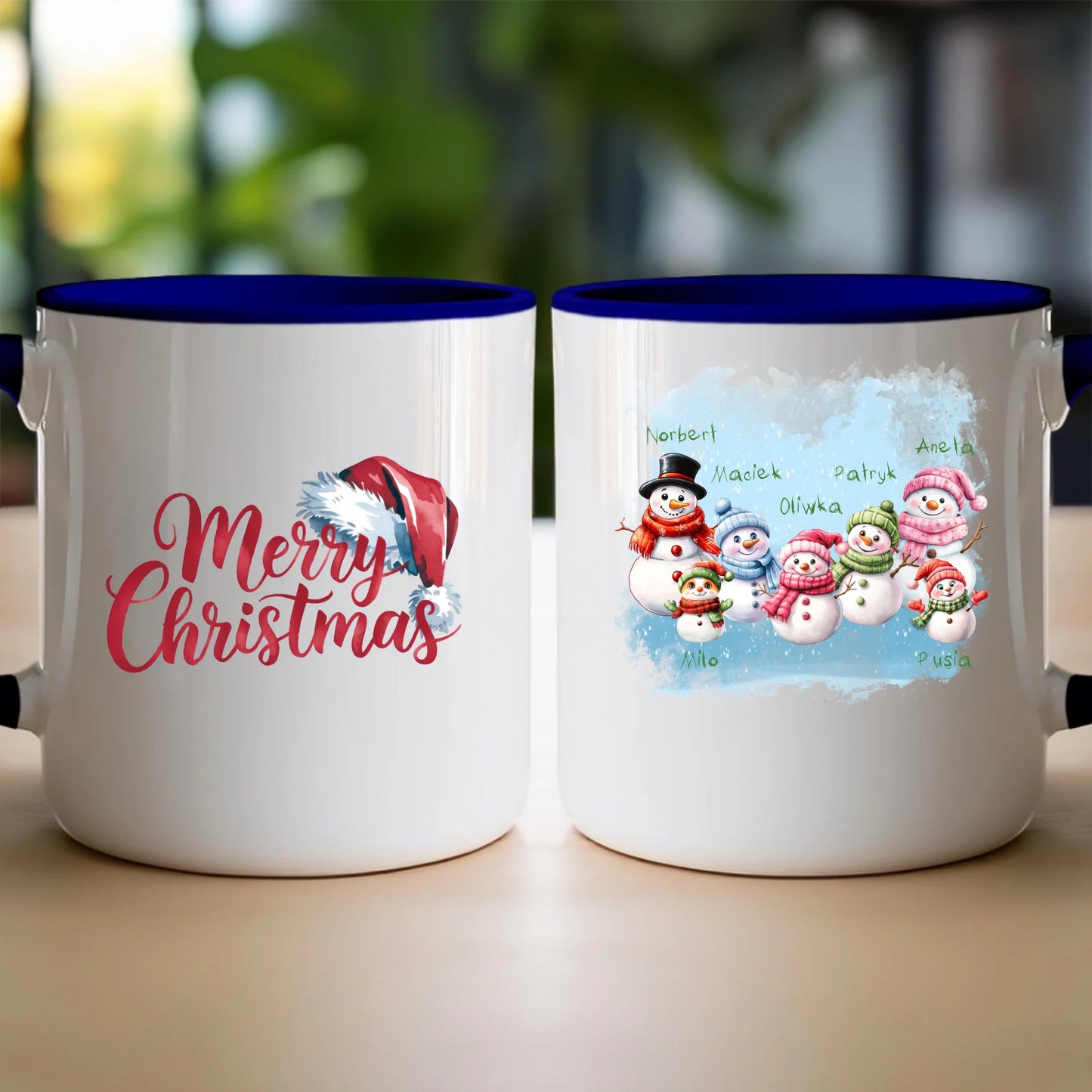 Kubek personalizowany świąteczny dla rodziny - ze zwierzętami #807