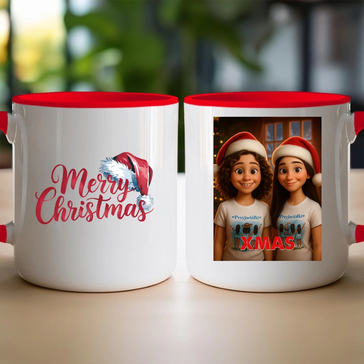 Kubek z własnym zdjęciem - świąteczny klimat [generowane przez AI]