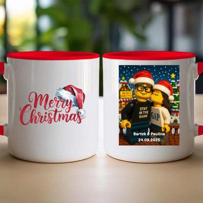 Kubek - Twoje zdjęcie z klocków LEGO XMAS [generowane przez AI]