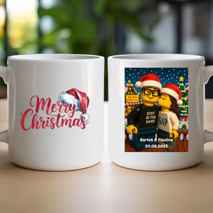 Kubek - Twoje zdjęcie z klocków LEGO XMAS [generowane przez AI]