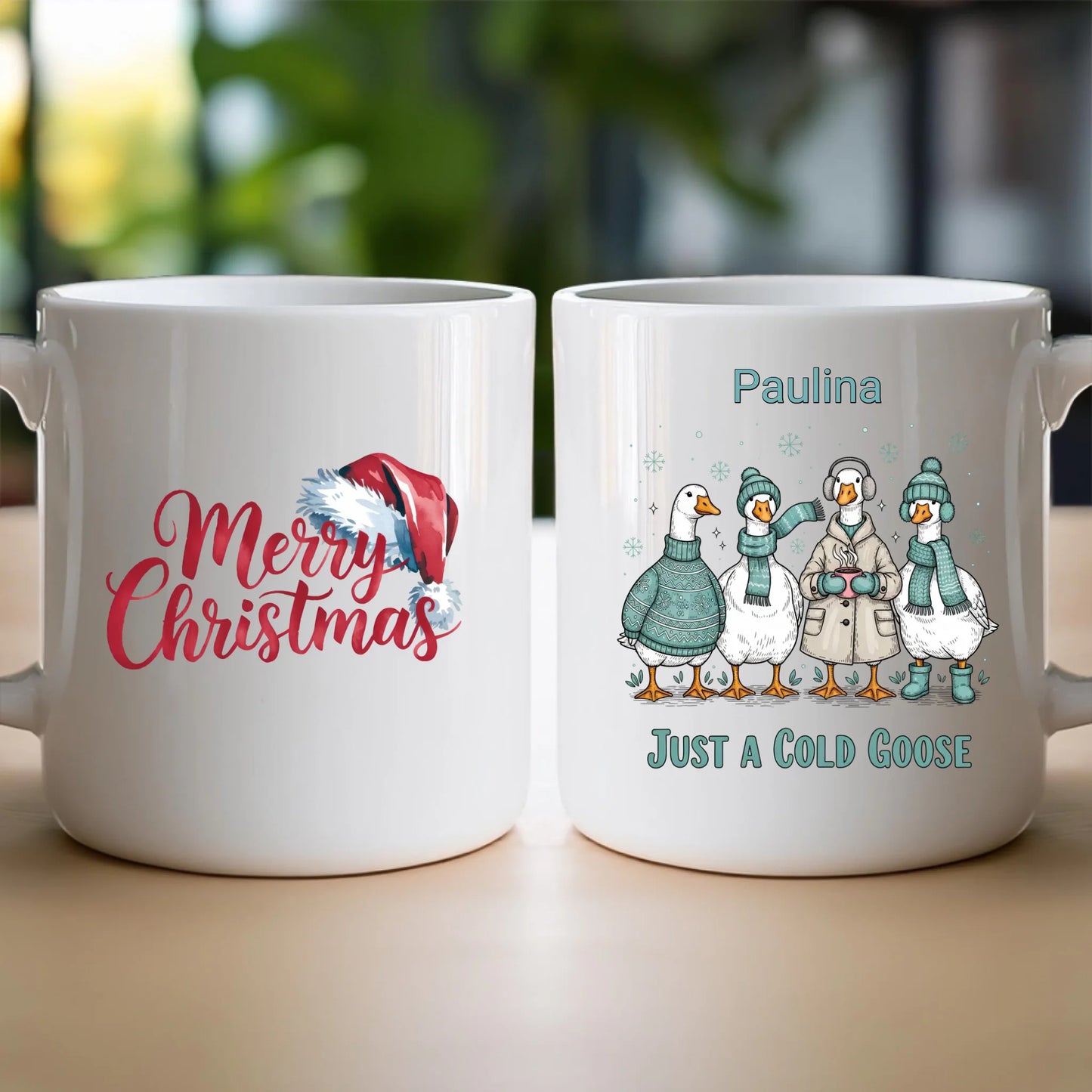 Kubek personalizowany - świąteczne gęsi #297