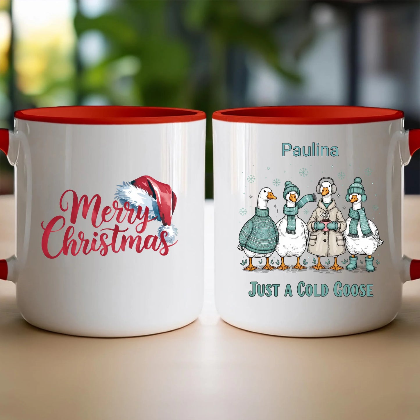 Kubek personalizowany - świąteczne gęsi #297
