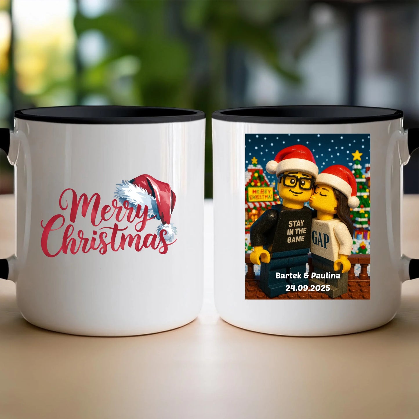 Kubek - Twoje zdjęcie z klocków LEGO XMAS [generowane przez AI]