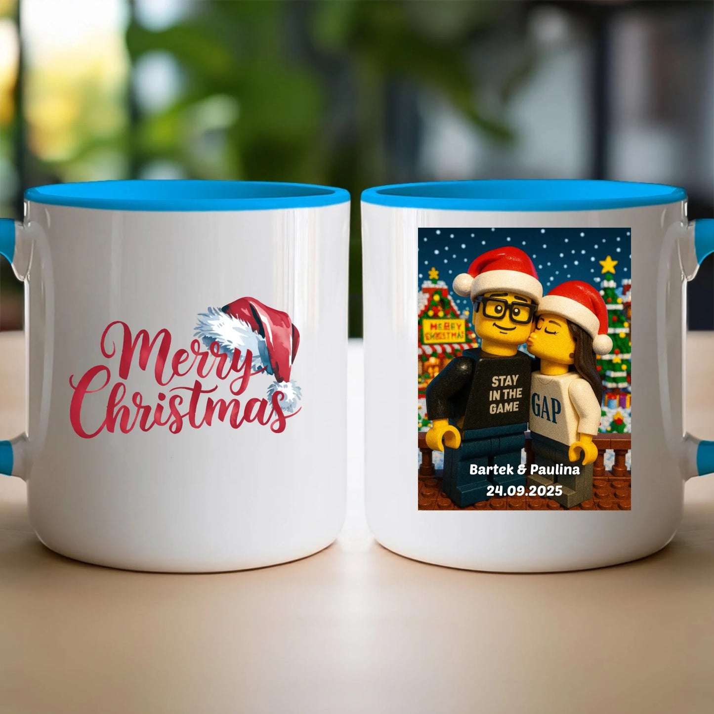 Kubek - Twoje zdjęcie z klocków LEGO XMAS [generowane przez AI]