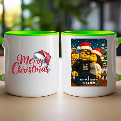 Kubek - Twoje zdjęcie z klocków LEGO XMAS [generowane przez AI]