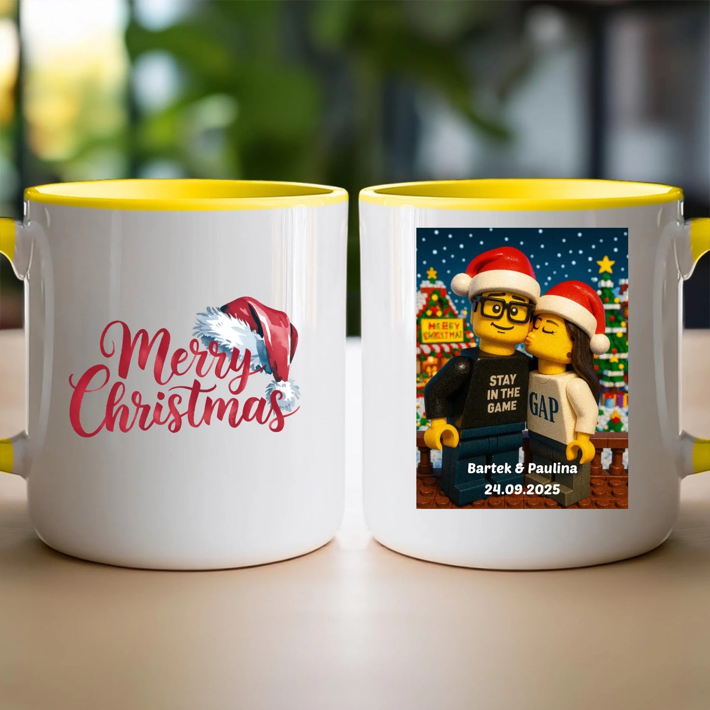 Kubek - Twoje zdjęcie z klocków LEGO XMAS [generowane przez AI]