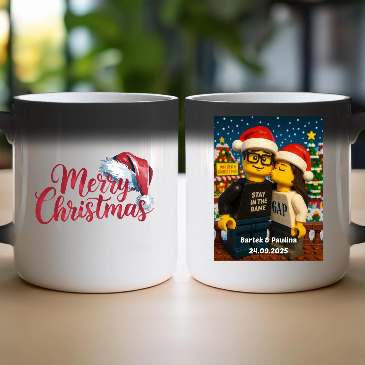 Kubek - Twoje zdjęcie z klocków LEGO XMAS [generowane przez AI]