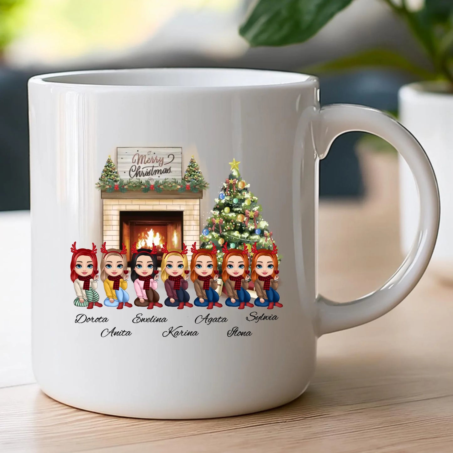 Kubek personalizowany dla przyjaciółek świąteczny 1-7 osób #122