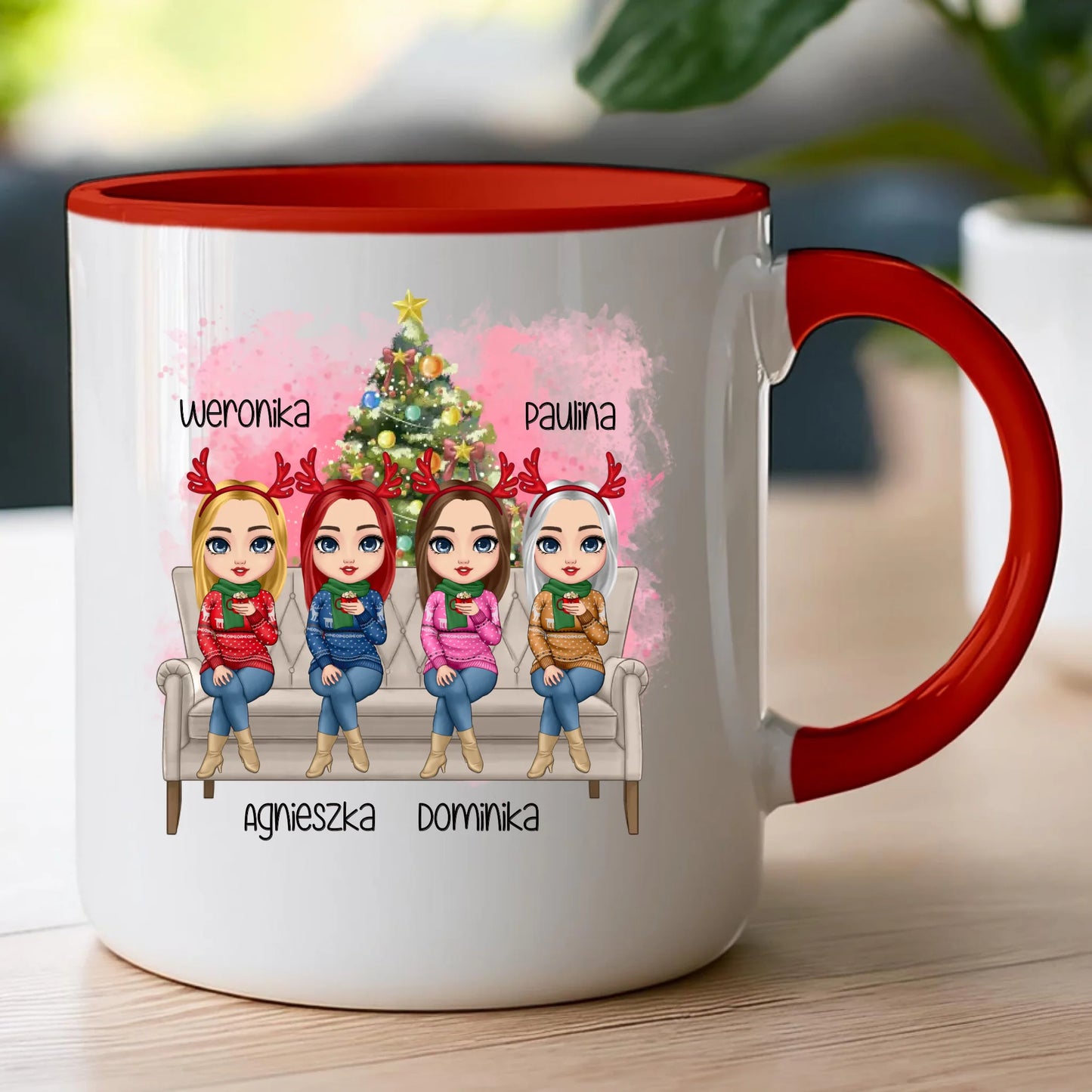 Kubek personalizowany świąteczny dla przyjaciółek 1-4 osób #123