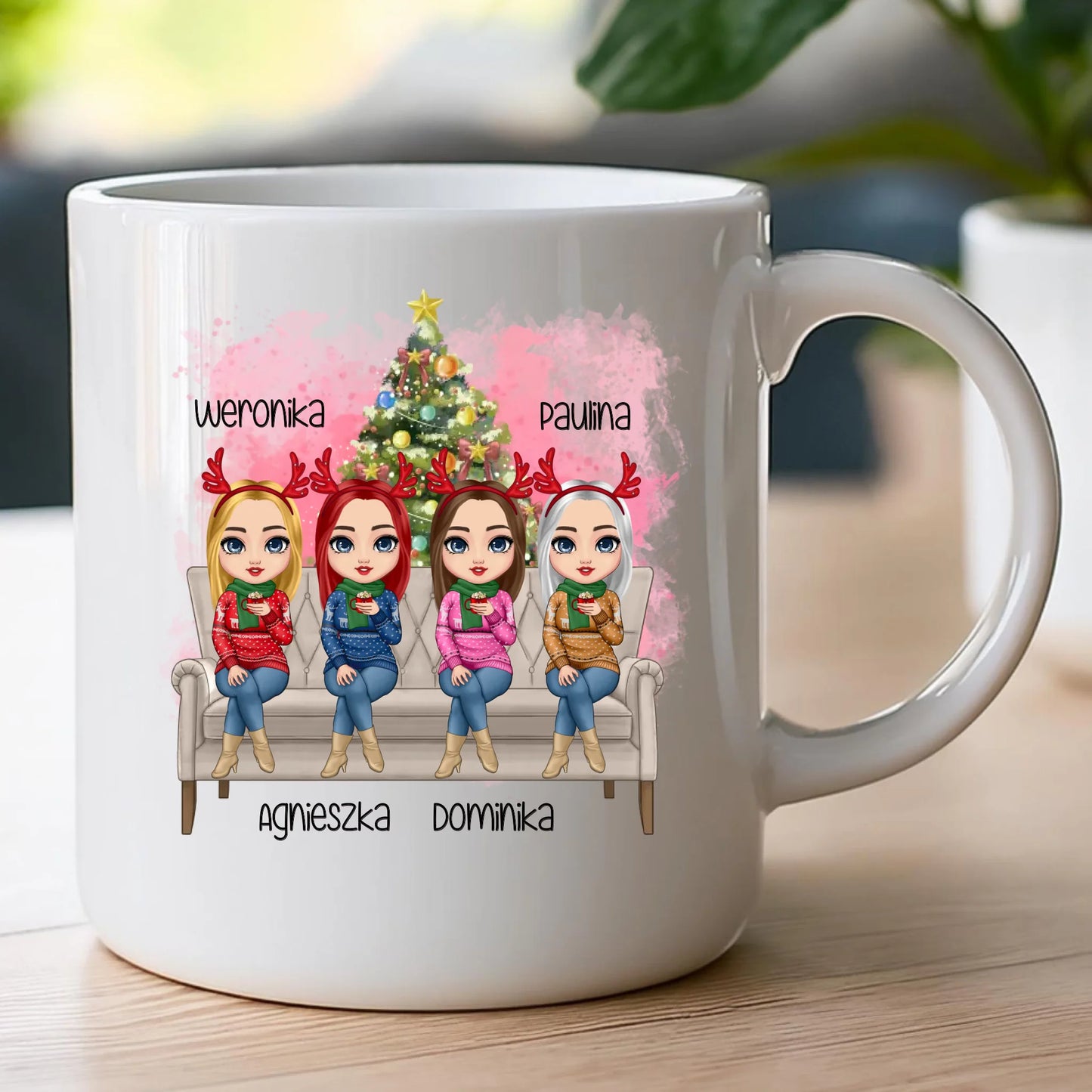 Kubek personalizowany świąteczny dla przyjaciółek 1-4 osób #123