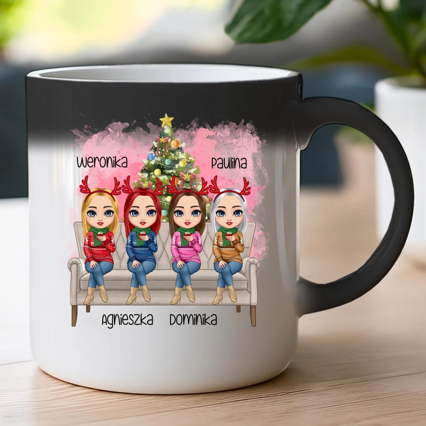 Kubek personalizowany świąteczny dla przyjaciółek 1-4 osób #123