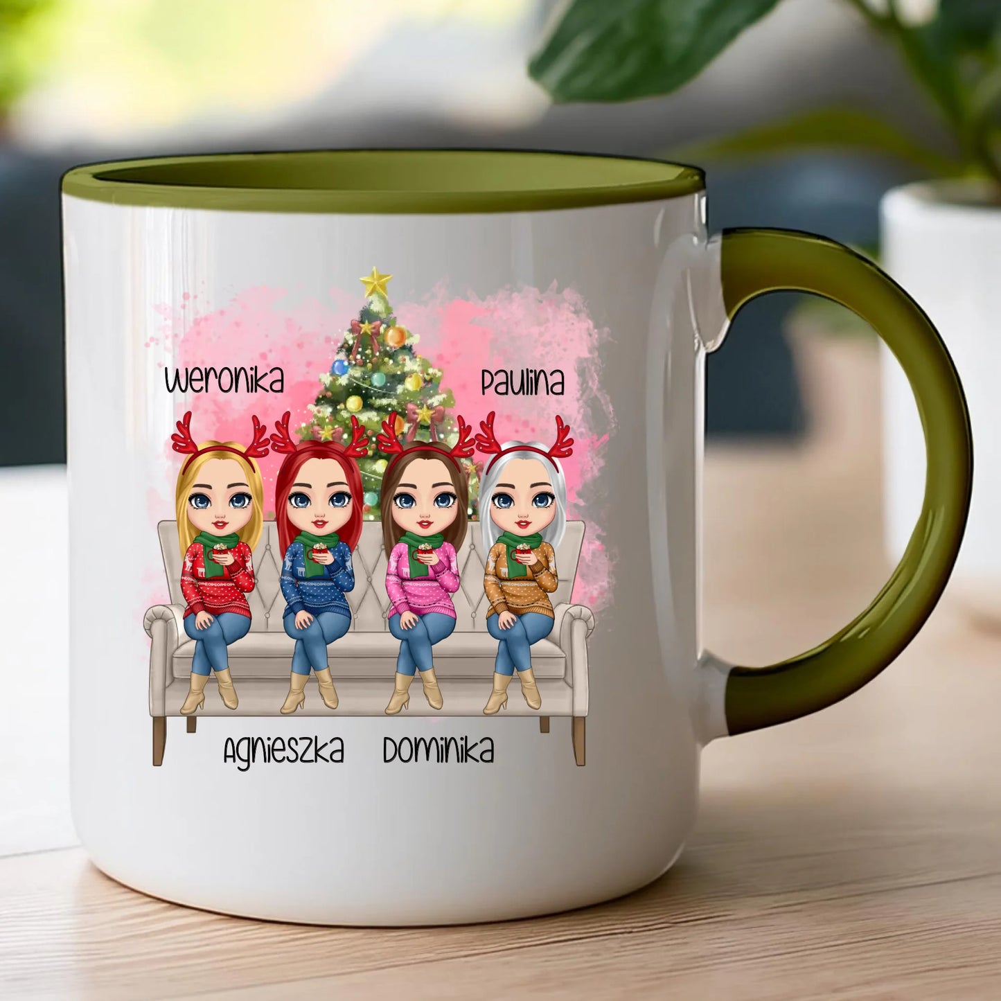 Kubek personalizowany świąteczny dla przyjaciółek 1-4 osób #123