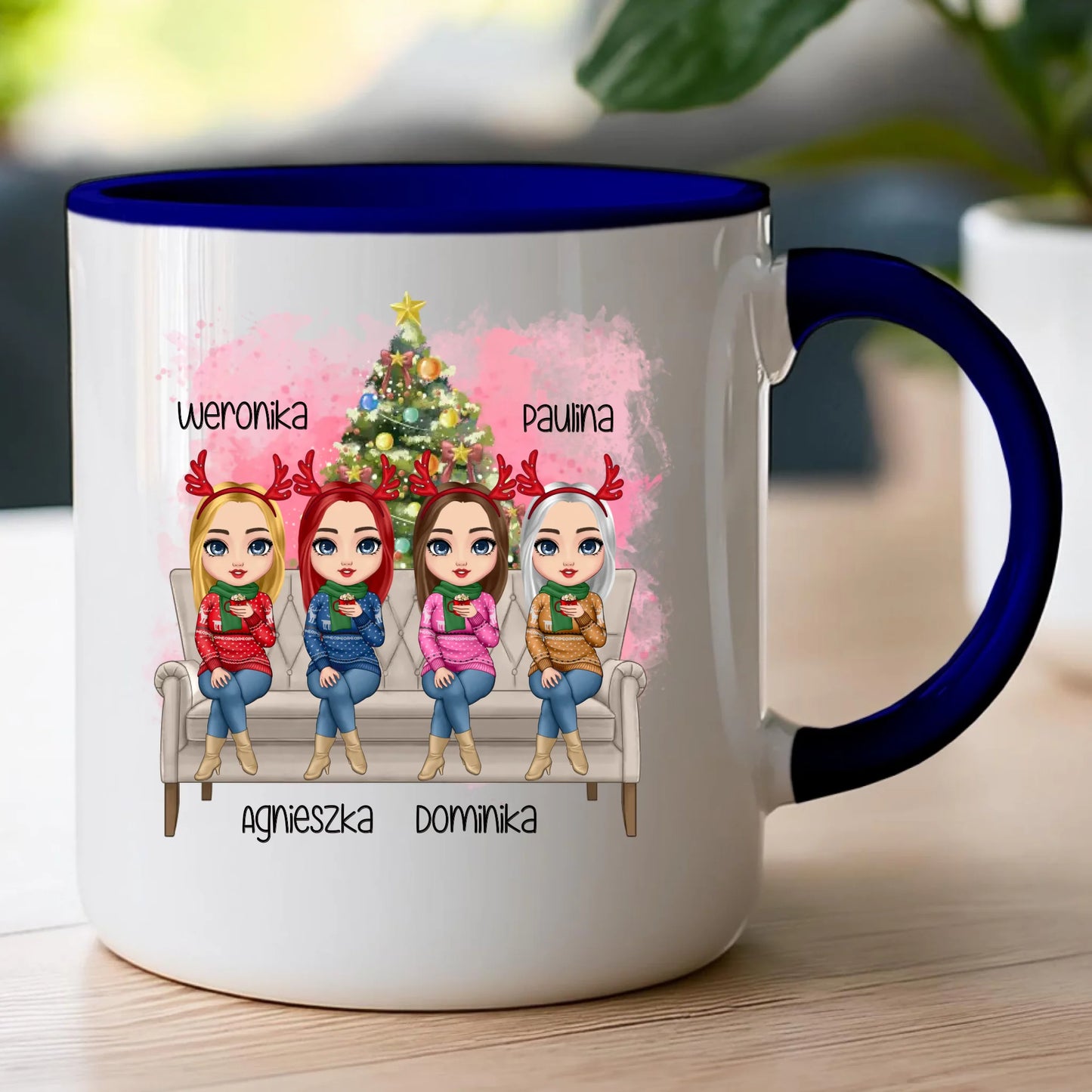 Kubek personalizowany świąteczny dla przyjaciółek 1-4 osób #123