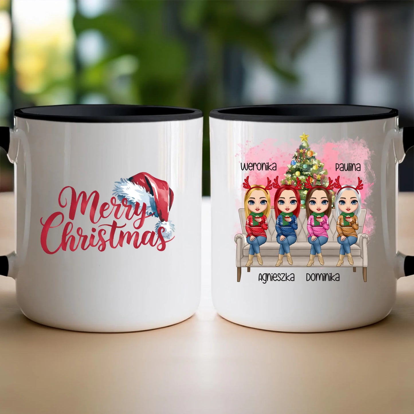 Kubek personalizowany świąteczny dla przyjaciółek 1-4 osób #123