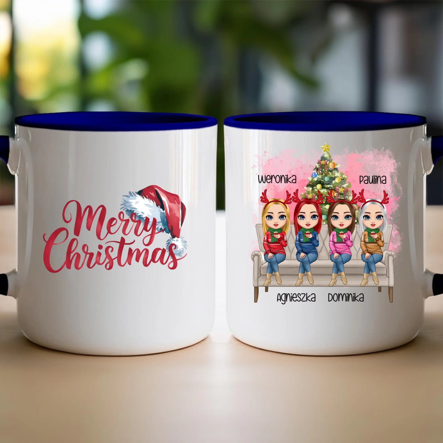 Kubek personalizowany świąteczny dla przyjaciółek 1-4 osób #123