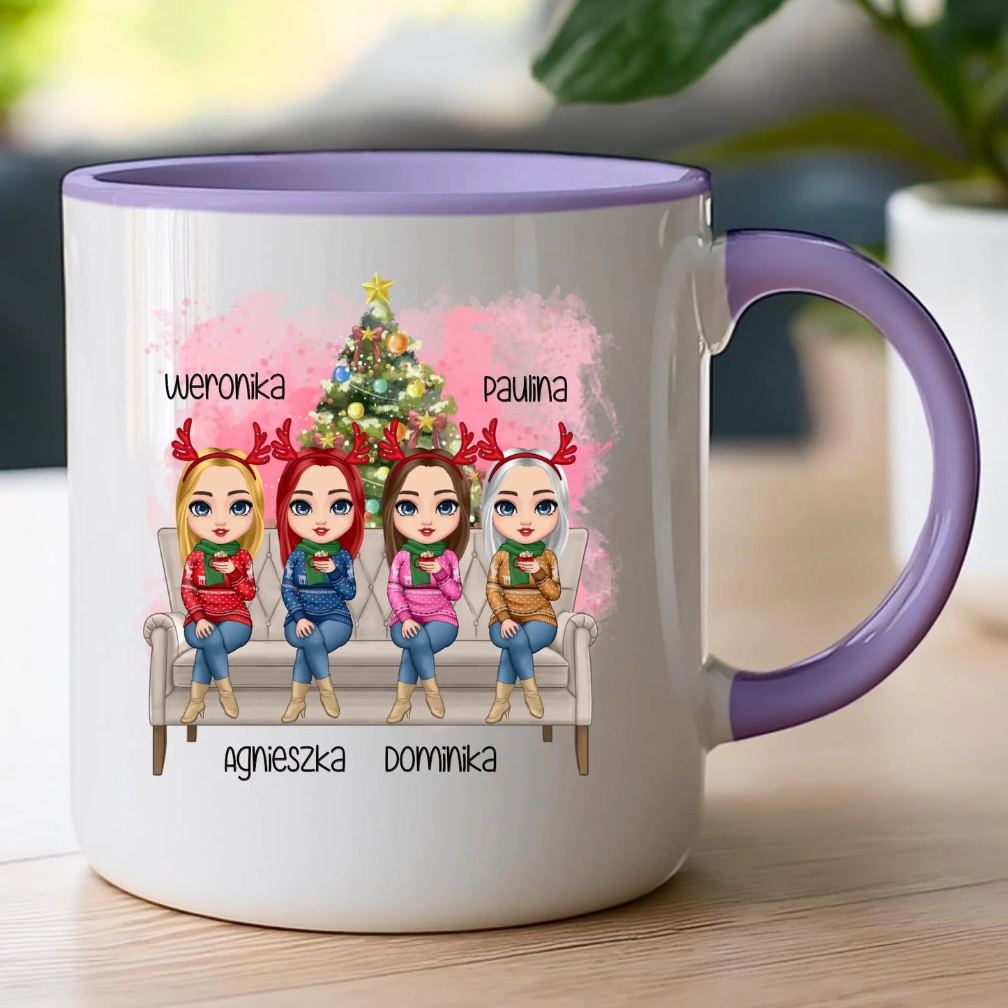 Kubek personalizowany świąteczny dla przyjaciółek 1-4 osób #123