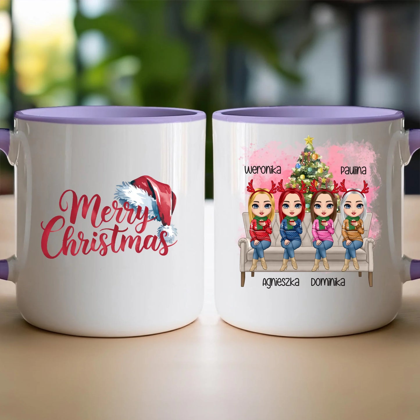 Kubek personalizowany świąteczny dla przyjaciółek 1-4 osób #123