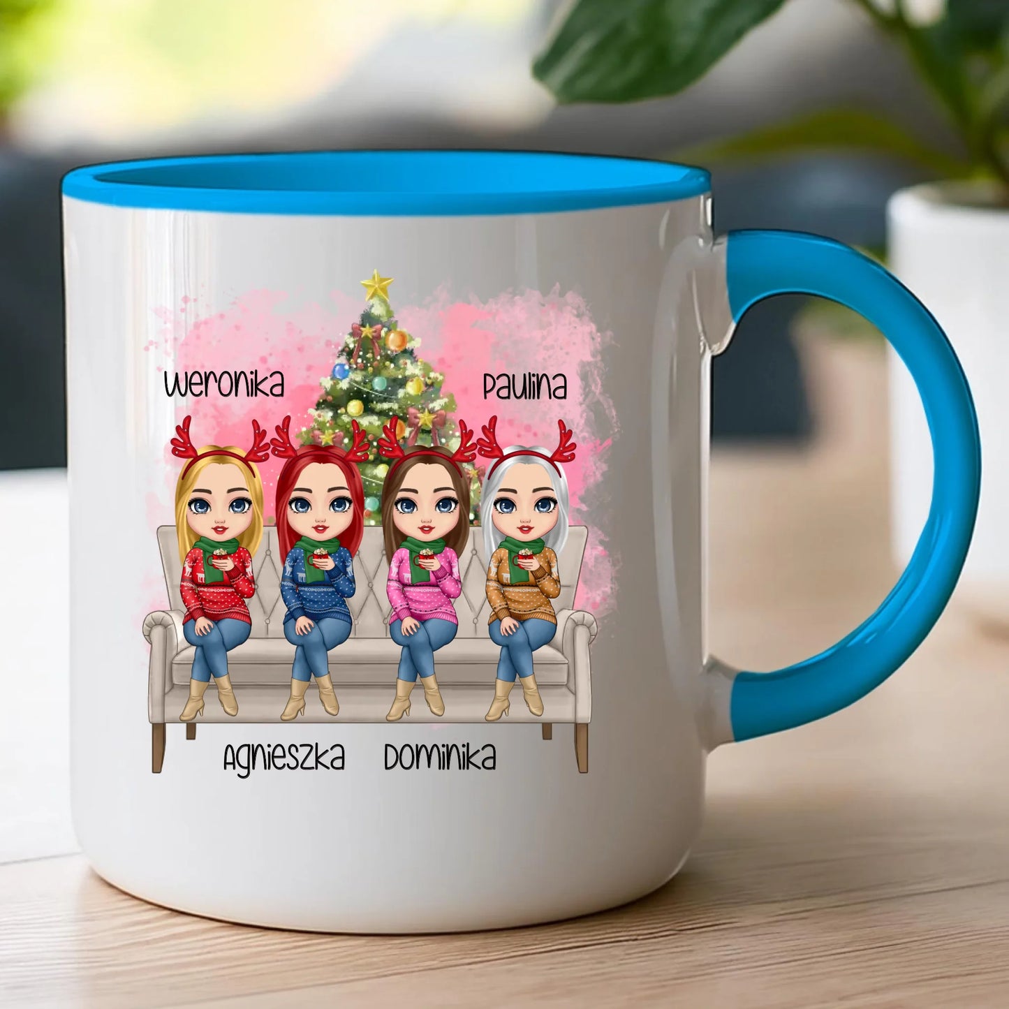 Kubek personalizowany świąteczny dla przyjaciółek 1-4 osób #123