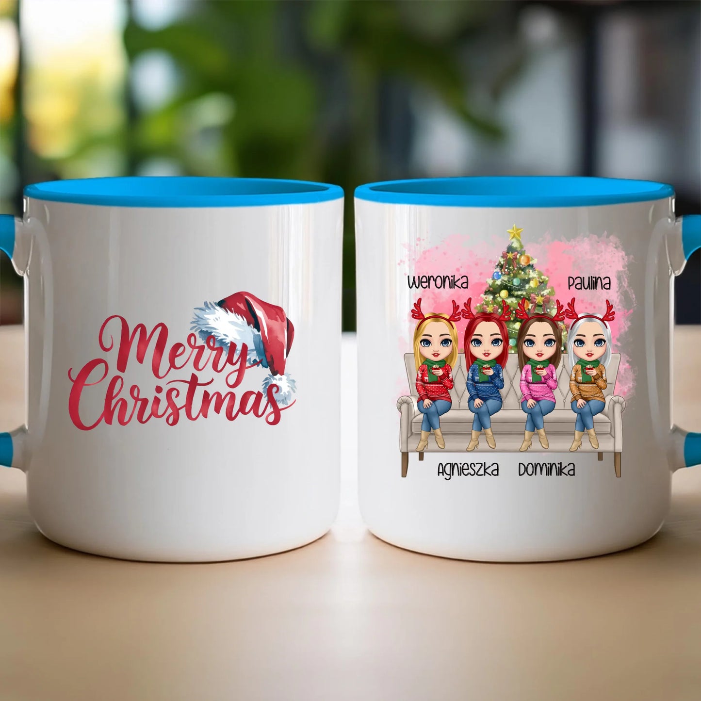 Kubek personalizowany świąteczny dla przyjaciółek 1-4 osób #123