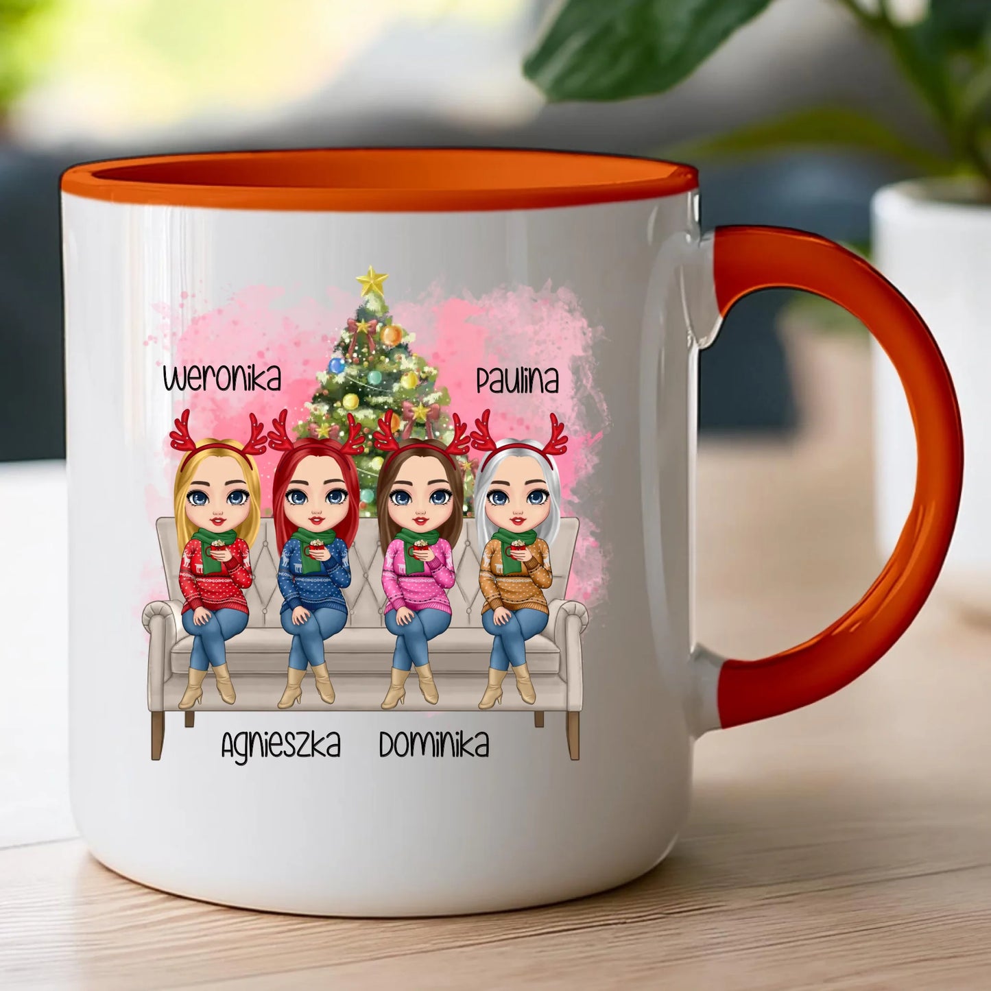 Kubek personalizowany świąteczny dla przyjaciółek 1-4 osób #123