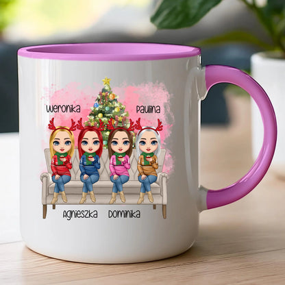 Kubek personalizowany świąteczny dla przyjaciółek 1-4 osób #123