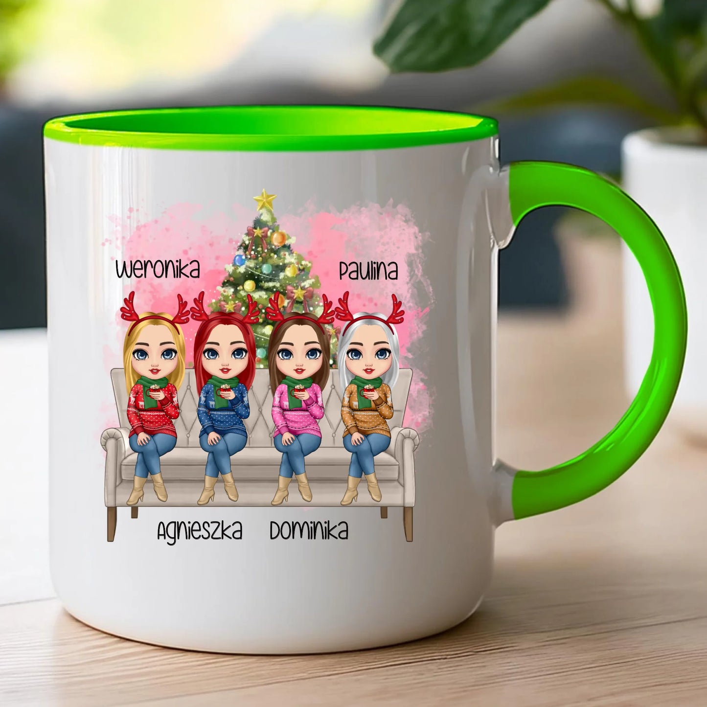 Kubek personalizowany świąteczny dla przyjaciółek 1-4 osób #123