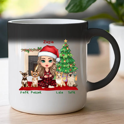 Kubek personalizowany dla kobiety - świąteczne zwierzaki #511