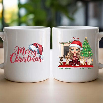 Kubek personalizowany dla kobiety - świąteczne zwierzaki #511