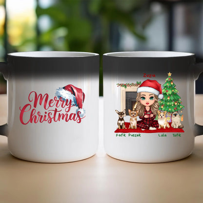 Kubek personalizowany dla kobiety - świąteczne zwierzaki #511
