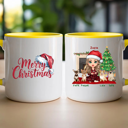 Kubek personalizowany dla kobiety - świąteczne zwierzaki #511