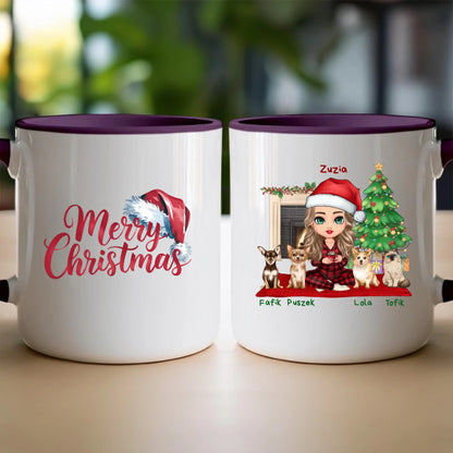 Kubek personalizowany dla kobiety - świąteczne zwierzaki #511
