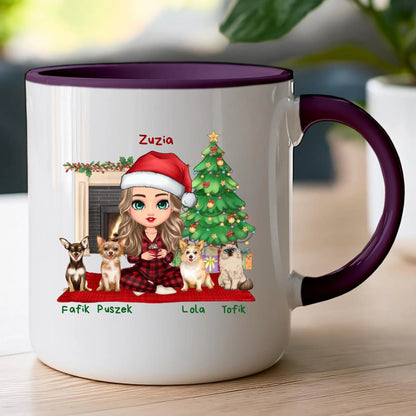 Kubek personalizowany dla kobiety - świąteczne zwierzaki #511