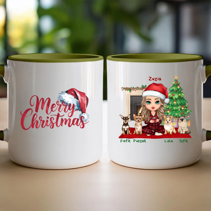 Kubek personalizowany dla kobiety - świąteczne zwierzaki #511