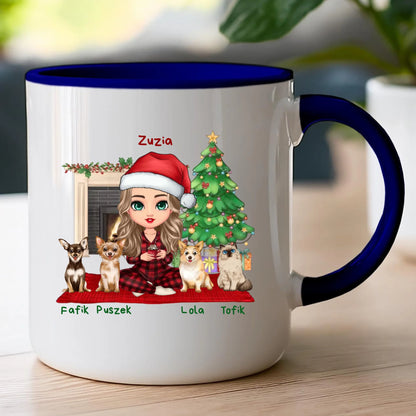 Kubek personalizowany dla kobiety - świąteczne zwierzaki #511
