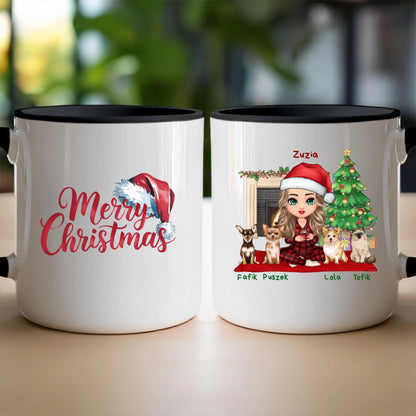 Kubek personalizowany dla kobiety - świąteczne zwierzaki #511