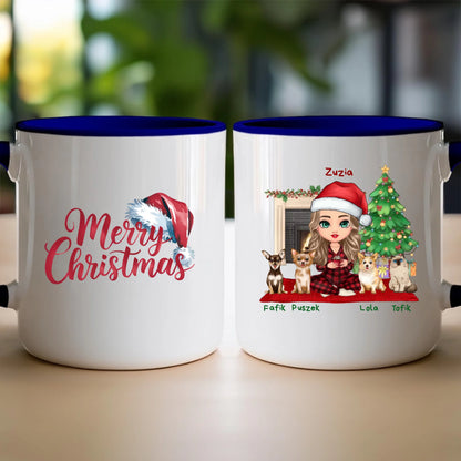 Kubek personalizowany dla kobiety - świąteczne zwierzaki #511