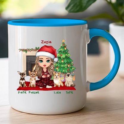 Kubek personalizowany dla kobiety - świąteczne zwierzaki #511