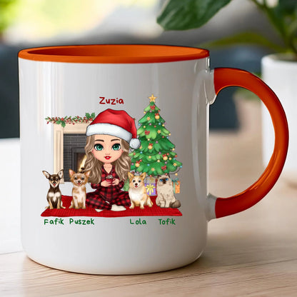 Kubek personalizowany dla kobiety - świąteczne zwierzaki #511