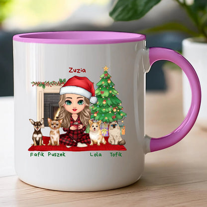 Kubek personalizowany dla kobiety - świąteczne zwierzaki #511