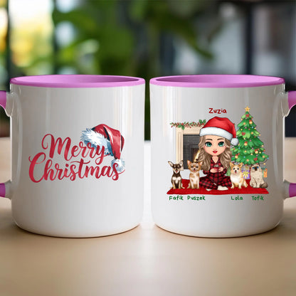 Kubek personalizowany dla kobiety - świąteczne zwierzaki #511