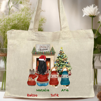 Torba personalizowana świąteczna dla kobiety - pieski #513