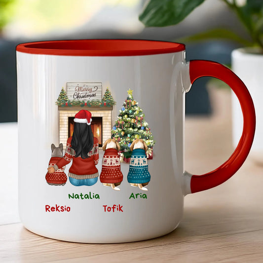 Kubek personalizowany świąteczny dla kobiety - pieski #513