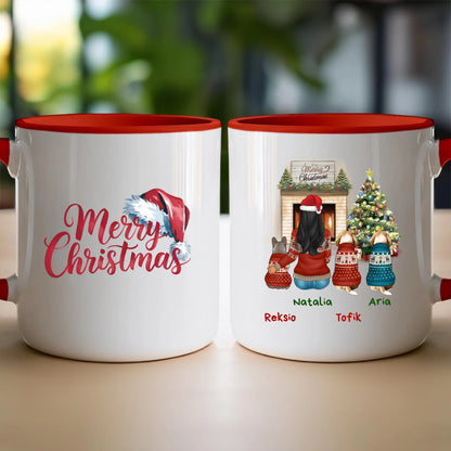 Kubek personalizowany świąteczny dla kobiety - pieski #513