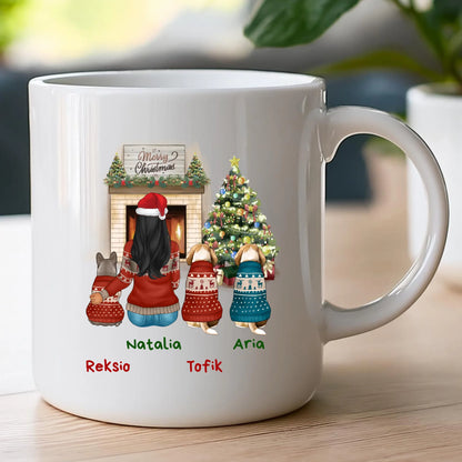 Kubek personalizowany świąteczny dla kobiety - pieski #513