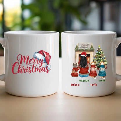 Kubek personalizowany świąteczny dla kobiety - pieski #513