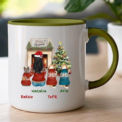 Kubek personalizowany świąteczny dla kobiety - pieski #513