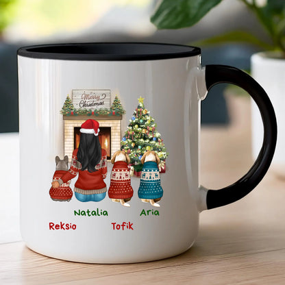 Kubek personalizowany świąteczny dla kobiety - pieski #513