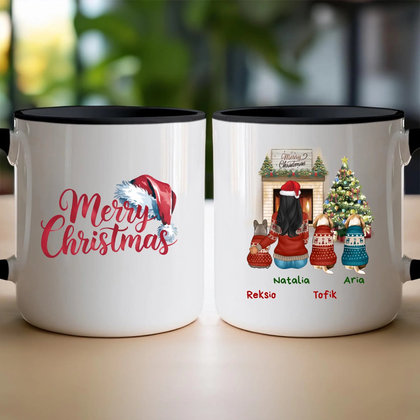 Kubek personalizowany świąteczny dla kobiety - pieski #513