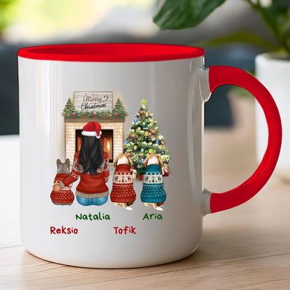 Kubek personalizowany świąteczny dla kobiety - pieski #513