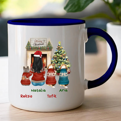 Kubek personalizowany świąteczny dla kobiety - pieski #513